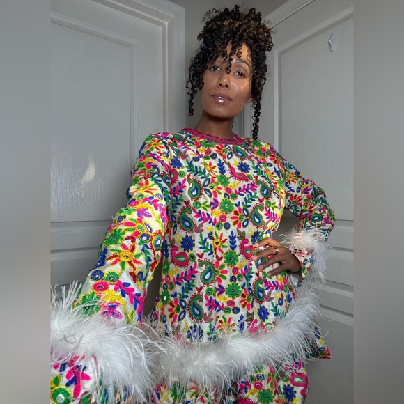 Vintage Long Sleeve Mirrored Mini Dress - Picture 12 of 17